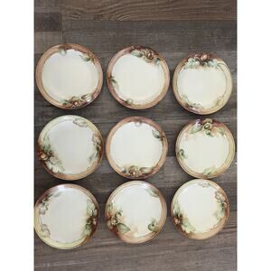 Set of 9 Vintage Richard Ginori Italy HandPainted Floral Art Nouveau Plates